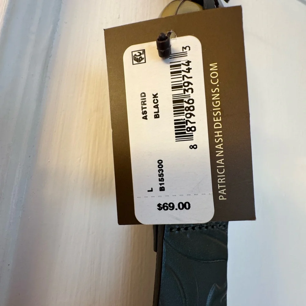 Patricia Nash black leather Belt with brass Buckle - Picture 2 of 4